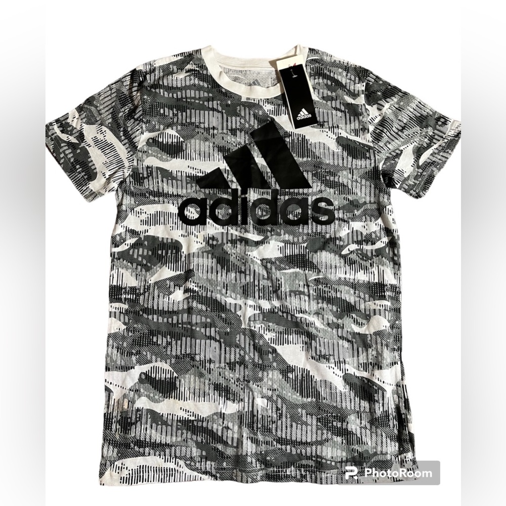 ADIDAS Gray And White Kids T-Shirt Sz L(14-16)‎